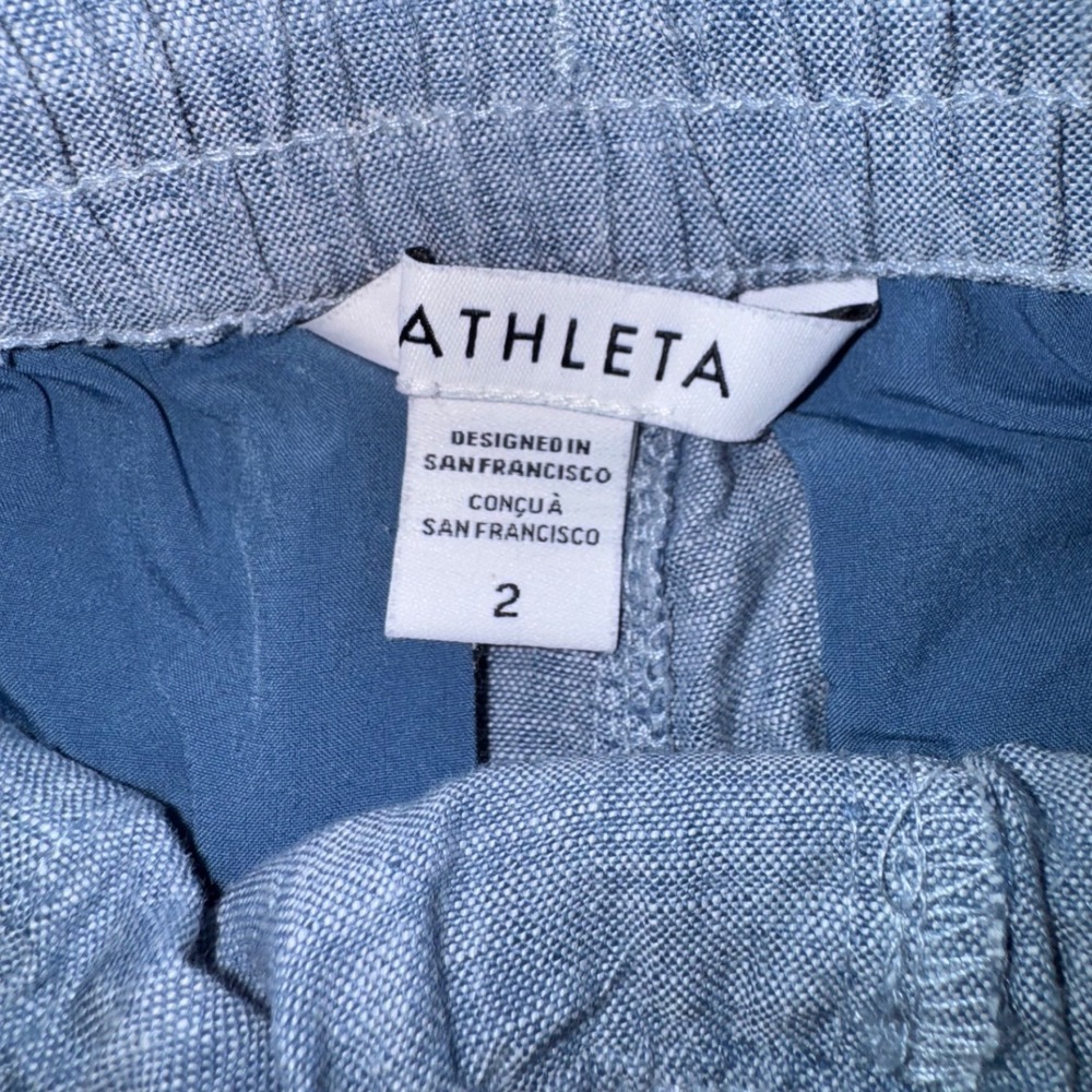 Athleta Linen Blend Jogger Pants Womens Size 2 Blue Drawstring Casual - Picture 4 of 4